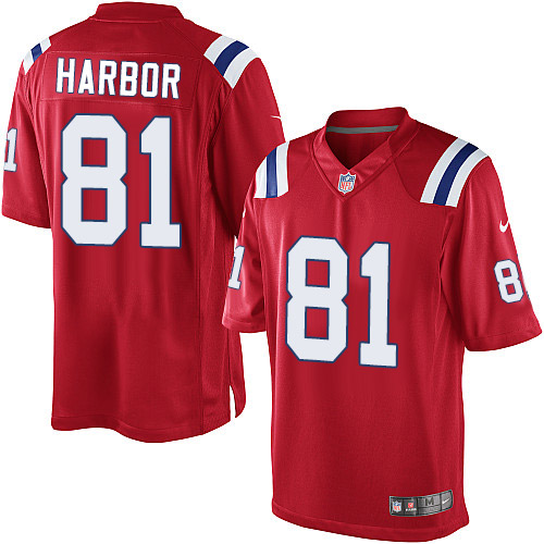 Men's Limited Clay Harbor Nike Jersey Red Alternate - #81 NFL New England Patriots